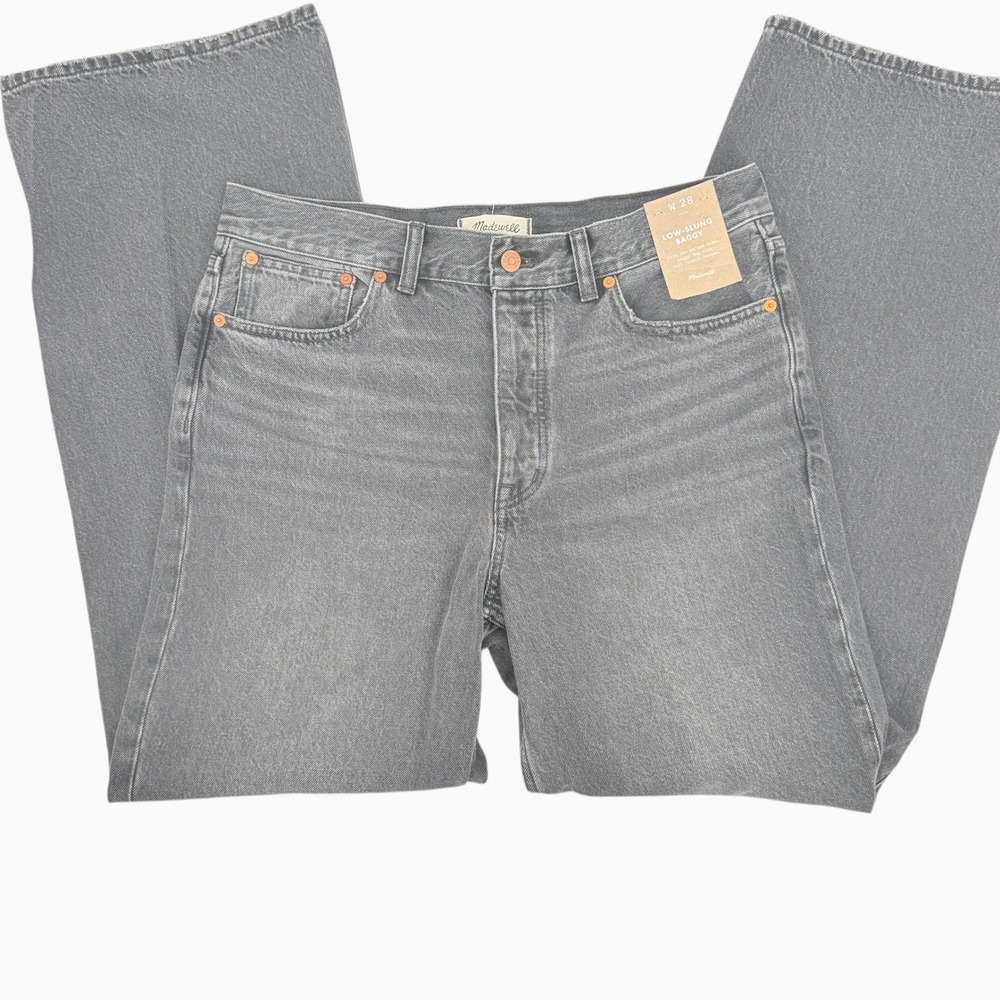 Madewell Low-Slung Baggy Jeans Women 28 Gray Denim Cotton Relaxed Wide Leg